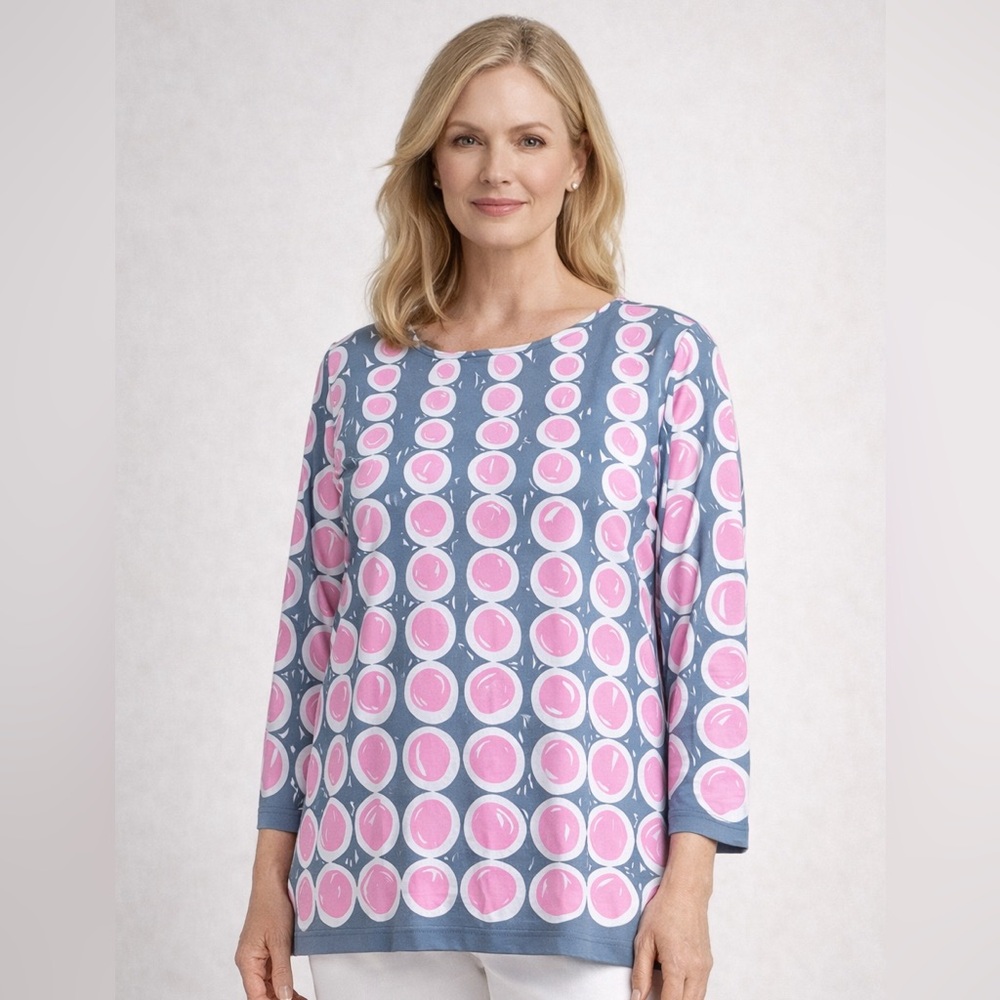 Bob Mackie wearable art gray/pink tunic, mod, size M (oversized)